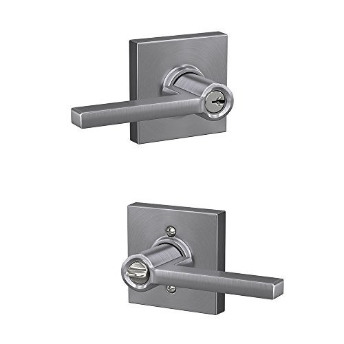 SCHLAGE F51A LAT 626 COL Latitude Lever with Collins Trim Keyed Entry Lock Satin Chrome - Image 3