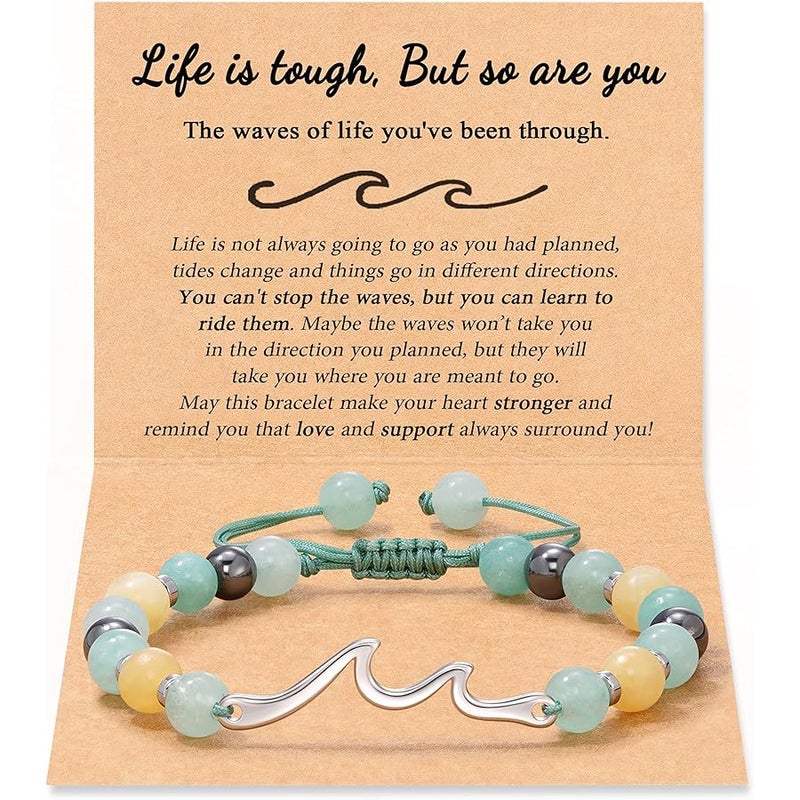 Tarsus Inspirational Gifts for Women Men, Through The Waves of Life, Life is Tough but so are You, Encouragement Bracelet Thoughtful Gifts for Friend Sister Coworker... - Image 1