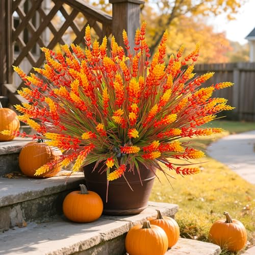 TSTWETO Artificial Plants Outdoor, 20 Pcs Fake Mums Flowers UV Resistant Outdoor Plants, Artificial Fall Flowers Plastic Faux Plants Shrubs for Home Porch Garden Yard Window Box - Image 2
