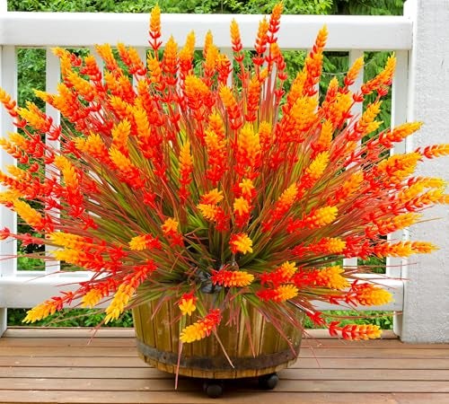 TSTWETO Artificial Plants Outdoor, 20 Pcs Fake Mums Flowers UV Resistant Outdoor Plants, Artificial Fall Flowers Plastic Faux Plants Shrubs for Home Porch Garden Yard Window Box - Image 1