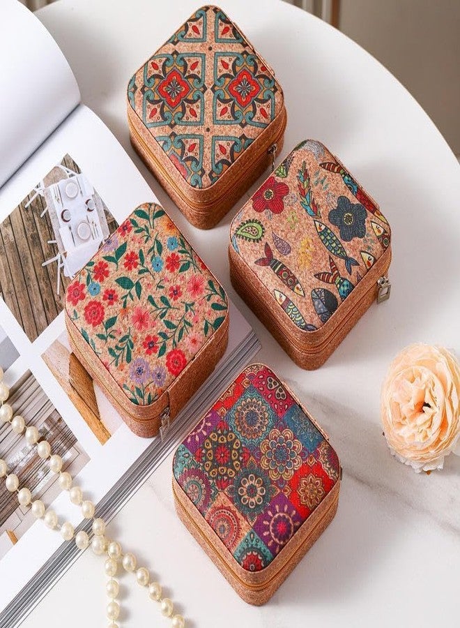 YESVIYA Printed Fabric Jewelry Box Organizer Portable Jewellery Storage Case for Women | Bangle & Earring Ideal Wedding & Birthday gift accessories Holder for Travel & Home - Image 3