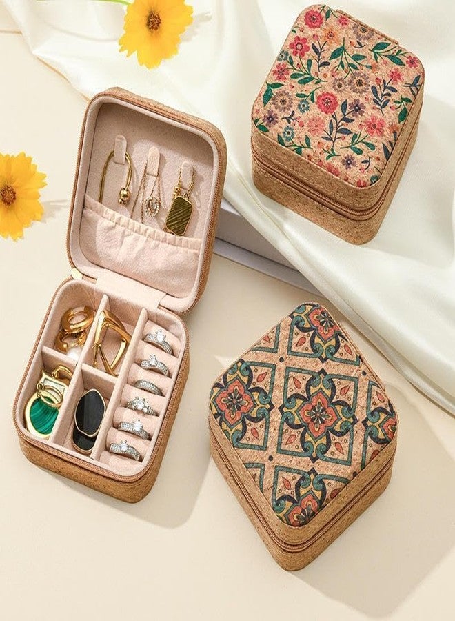 YESVIYA Printed Fabric Jewelry Box Organizer Portable Jewellery Storage Case for Women | Bangle & Earring Ideal Wedding & Birthday gift accessories Holder for Travel & Home - Image 5