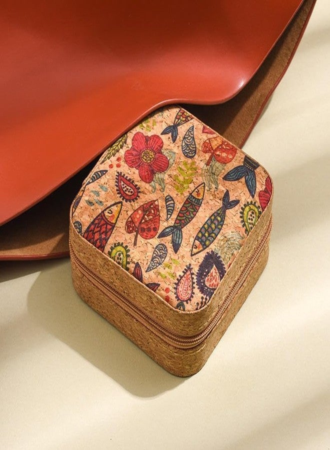 YESVIYA Printed Fabric Jewelry Box Organizer Portable Jewellery Storage Case for Women | Bangle & Earring Ideal Wedding & Birthday gift accessories Holder for Travel & Home - Image 4