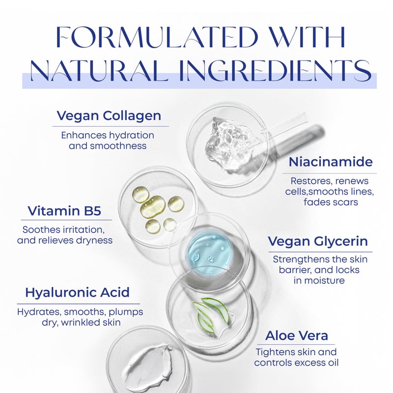 Skin 2.0 سيروم الوجه حمض الهيالورونيك والكولاجين 2.0 - مختبر من قبل أطباء الجلد، شد البشرة، مرطب - مضاد للشيخوخة، جمال نظيف، خالي من القسوة، العناية بالبشرة الكورية لجميع أنواع البشرة - 1.69 أونصة سائلة - Image 4