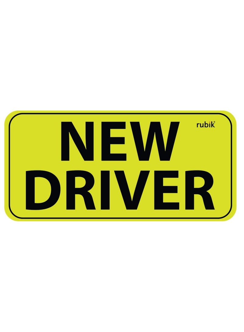 Rubik New Driver Car Sign Vinyl Sticker, Large Text, Highly Reflective Caution Sticker for Beginner New Car SUV Van Drivers (Large 11x23cm) - Image 1