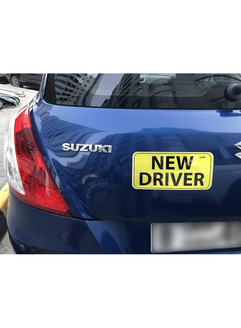 Rubik New Driver Car Sign Vinyl Sticker, Large Text, Highly Reflective Caution Sticker for Beginner New Car SUV Van Drivers (Large 11x23cm) - Image 3