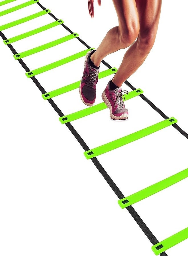 ABB INITIO GYM Adjustable Agility Ladder with Polypropylene Rungs & Durable Straps | Speed Ladder for Training, Exercise & Sports Drills | 2 Meter - 4 Rungs - Green - Image 1