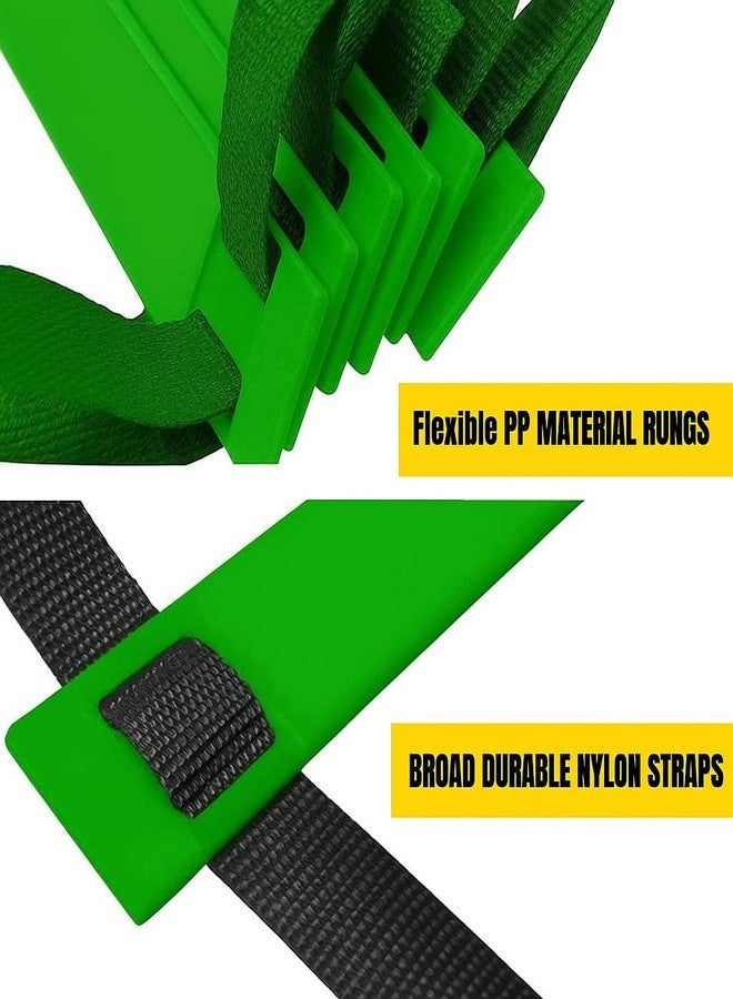 ABB INITIO GYM Adjustable Agility Ladder with Polypropylene Rungs & Durable Straps | Speed Ladder for Training, Exercise & Sports Drills | 2 Meter - 4 Rungs - Green - Image 4