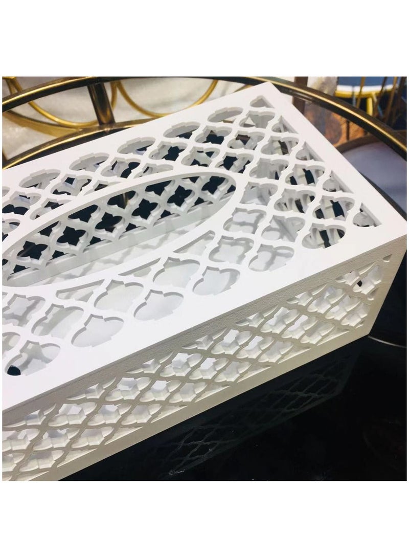 FFD Wooden Tissue cash Napkin Holder Unique Design Tissue Box White - Image 3