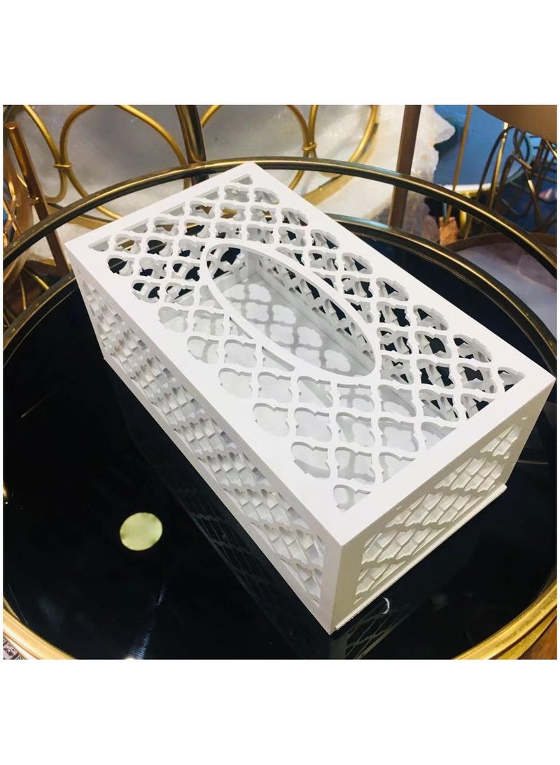 FFD Wooden Tissue cash Napkin Holder Unique Design Tissue Box White - Image 2