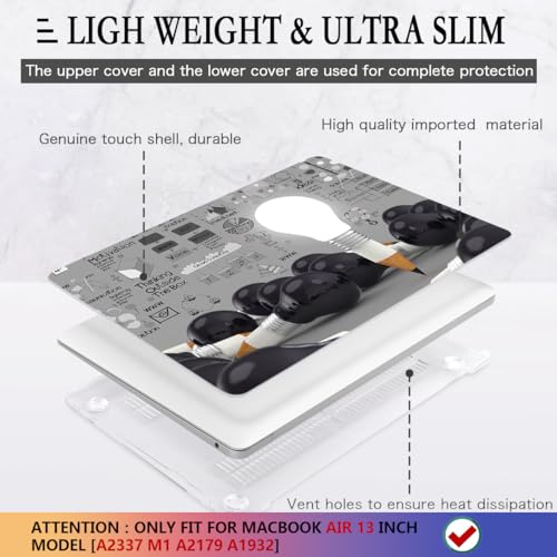 CISSOOK Creative Bulb Hard Shell Case for MacBook Air 13 inch A2337 M1 A2179 A1932 with Touch ID 2021-2018 Release, Plastic Hard Shell Cover with Keyboard Cover for MacBook Air 13 with Retina Display - Image 4