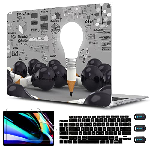 CISSOOK Creative Bulb Hard Shell Case for MacBook Air 13 inch A2337 M1 A2179 A1932 with Touch ID 2021-2018 Release, Plastic Hard Shell Cover with Keyboard Cover for MacBook Air 13 with Retina Display - Image 1