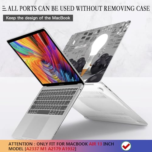 CISSOOK Creative Bulb Hard Shell Case for MacBook Air 13 inch A2337 M1 A2179 A1932 with Touch ID 2021-2018 Release, Plastic Hard Shell Cover with Keyboard Cover for MacBook Air 13 with Retina Display - Image 5