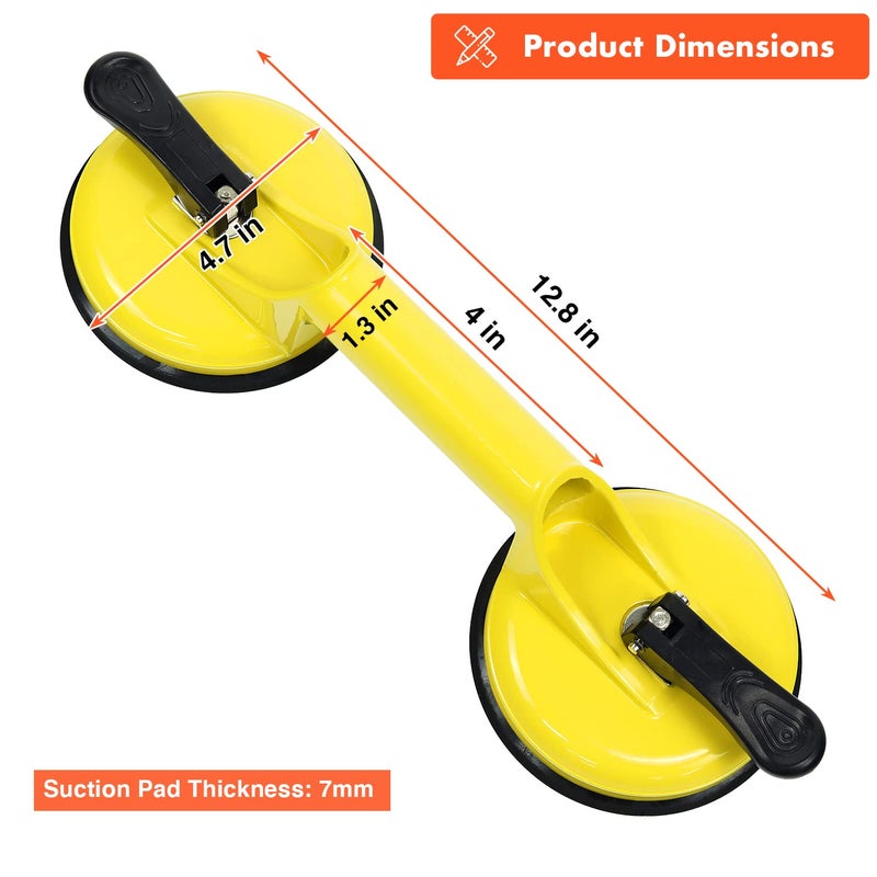 Genubi Industry Glass Suction Cups Heavy Duty Aluminum Vacuum Plate Handle Holder Hooks to Lift Large GlassFloor Gap FixerTile Suction Cup LifterPad for LiftingDent Puller - Image 4