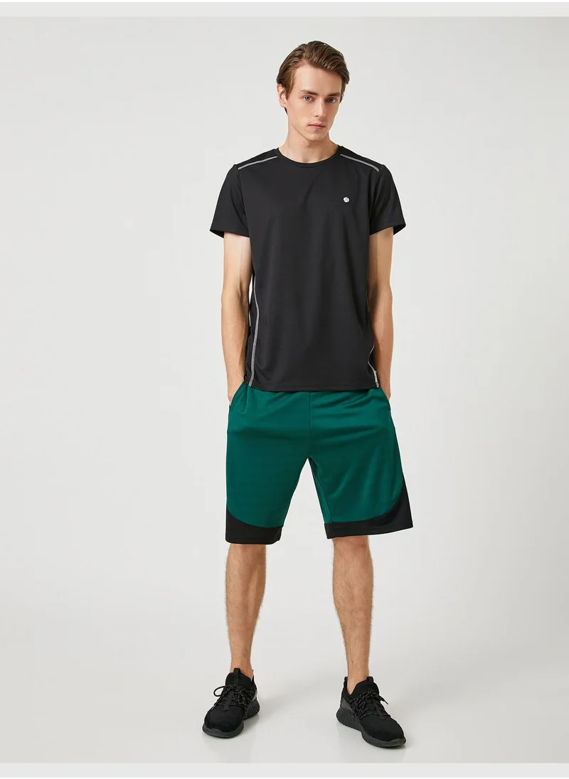 كوتون Sport T-Shirt Strip Printed Detailed Crew Neck