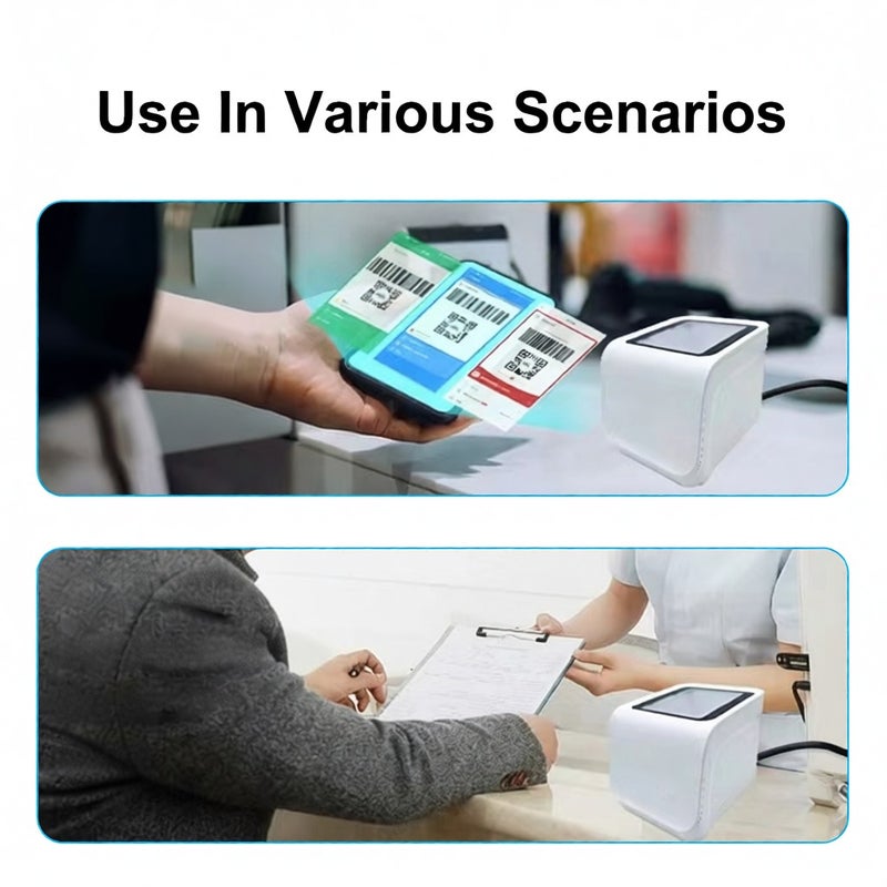 ماسح باركود مكتبي QR لجهاز الدفع المحمول صندوق مسح الكود حساس تلقائي USB سلكي قارئ باركود لمتجر السوبر ماركت ومتجر التجزئة والمطعم - Image 5