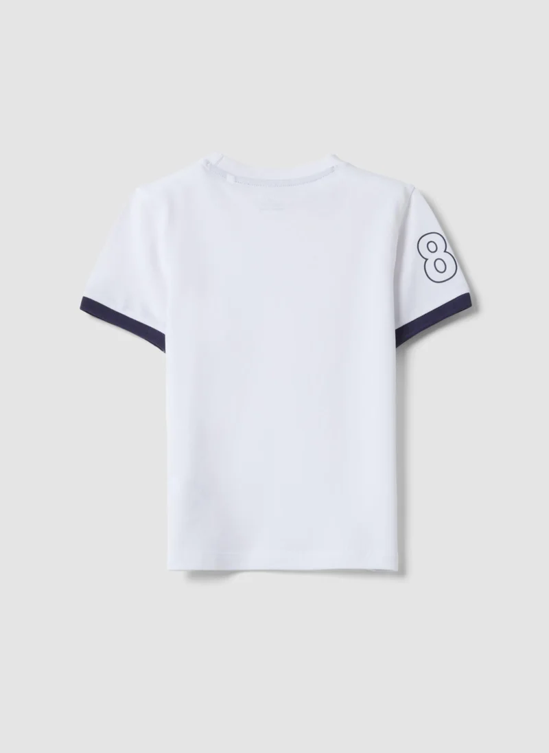 او في اس OVS Kidsâ€™ White Organic Cotton T-Shirt With Print