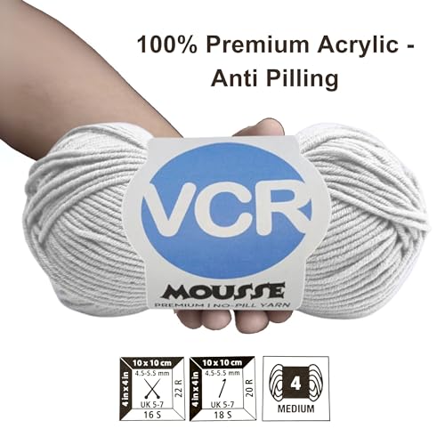 VCR 4ply White Yarn, 100 Grams Hank, 190 Meters Length, Acrylic Ball for Crochet and Knitting, Soft Crosia Threads, Pack of 1 Yarn, Suitable for DIY Crafts - Image 3