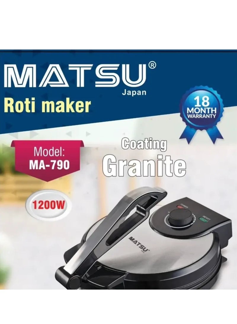 Generic MATSU 10-Inch Electric Roti Maker – 1200W Non-Stick Chapati Press Machine for Home – Stainless Steel Flatbread Maker with Adjustable Temperature Control, Dual Indicator Lights, Safety Lock, Easy to Clean Plates, 220-240V Kitchen Appliance  - Image 4