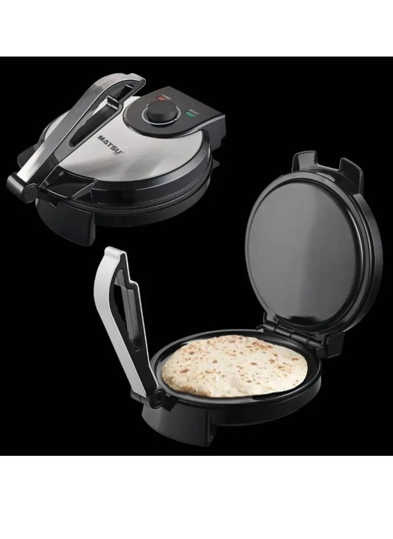 Generic MATSU 10-Inch Electric Roti Maker – 1200W Non-Stick Chapati Press Machine for Home – Stainless Steel Flatbread Maker with Adjustable Temperature Control, Dual Indicator Lights, Safety Lock, Easy to Clean Plates, 220-240V Kitchen Appliance  - Image 2
