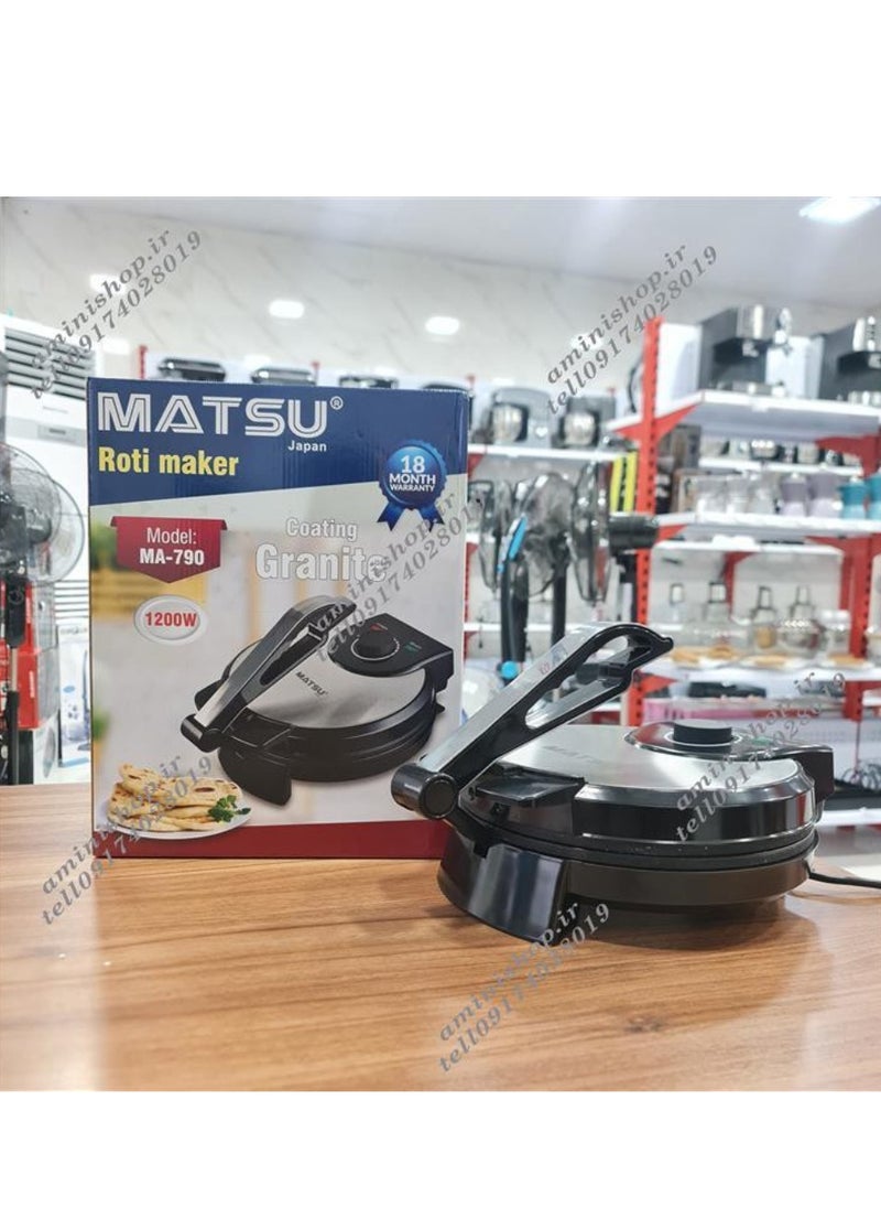Generic MATSU 10-Inch Electric Roti Maker – 1200W Non-Stick Chapati Press Machine for Home – Stainless Steel Flatbread Maker with Adjustable Temperature Control, Dual Indicator Lights, Safety Lock, Easy to Clean Plates, 220-240V Kitchen Appliance  - Image 3
