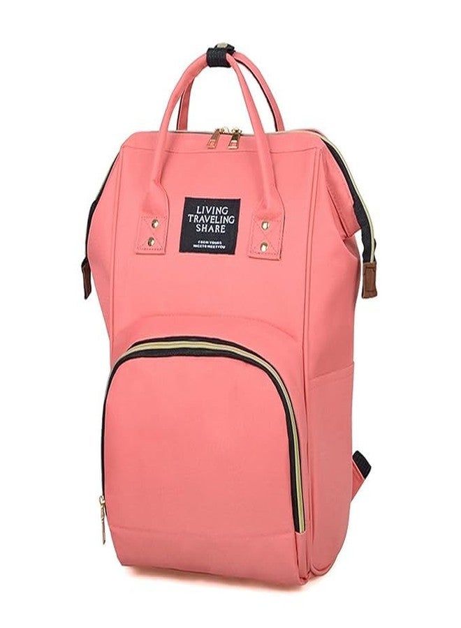 PATHU CREATION Mother Diaper Bag Lightweight Multifunctional Travel Unisex Durable Diaper Backpack - Peach - Image 1