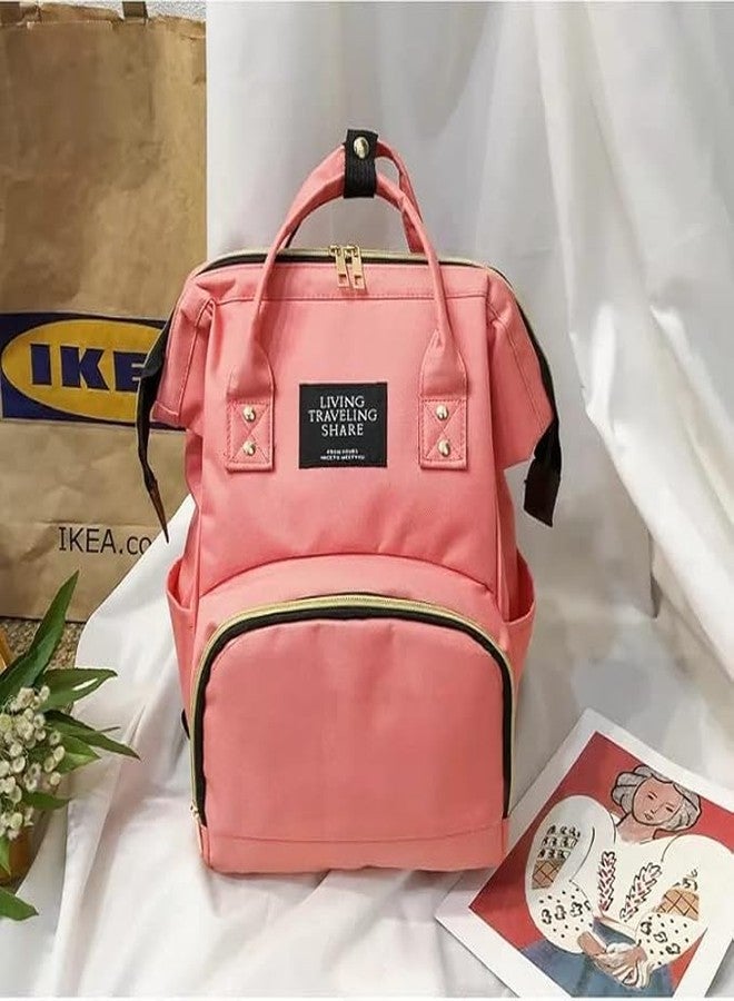 PATHU CREATION Mother Diaper Bag Lightweight Multifunctional Travel Unisex Durable Diaper Backpack - Peach - Image 2