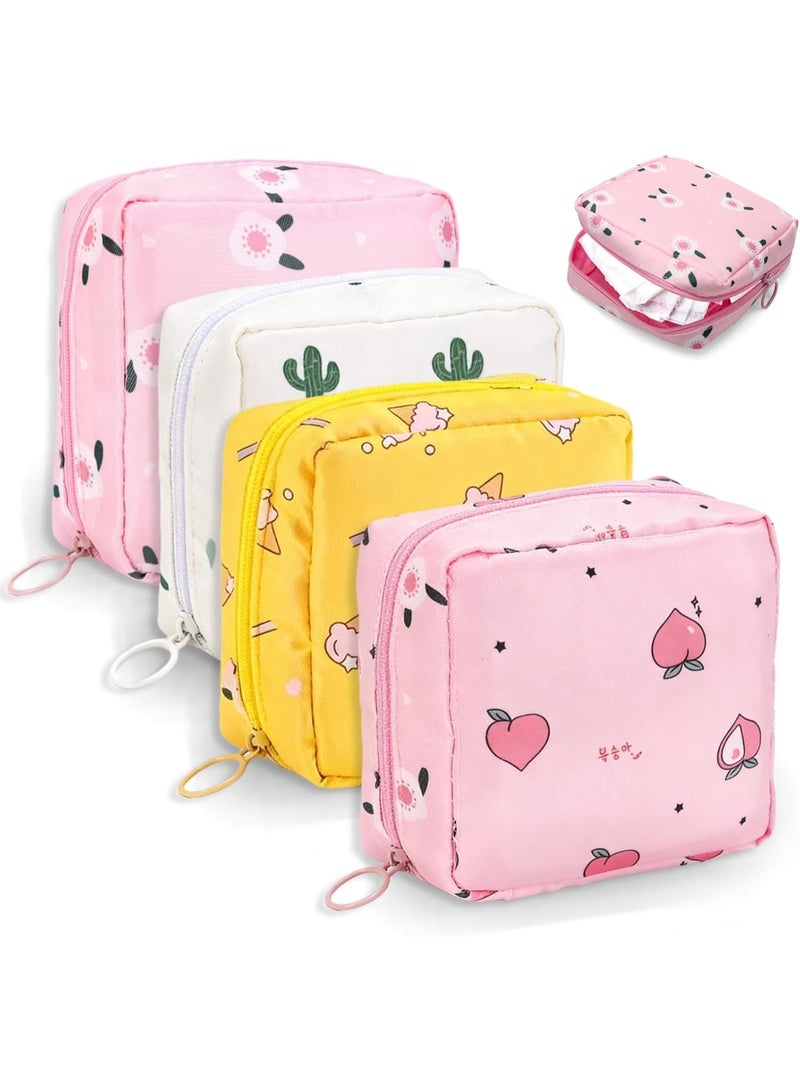 حقيبة تخزين متعددة الأغراض للفوط الصحية والتمائم والمكياج الصغير - منظم مستلزمات نسائية مدمج بسحاب للفتيات والنساء - محفظة قماشية ملونة لتنظيم الأغراض الشخصية الصغيرة والعملات المعدنية والسماعات - حقيبة سفر محمولة وخفيفة الوزن لتنظيم حقيبة اليد ومنع الفوضى في أي وقت-قطعة واحدة - أشكال وألوان عشوائية - Image 1