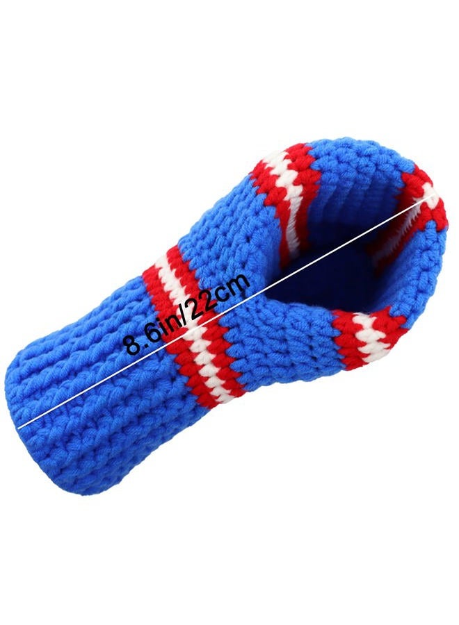FunisFun Beer Mitten Gloves, Knit Stitched Drink Mitt Holder for White Elephant Gag Gift Tailgating Idea (Rangers-Blue), Rangers-blue, L - Image 4