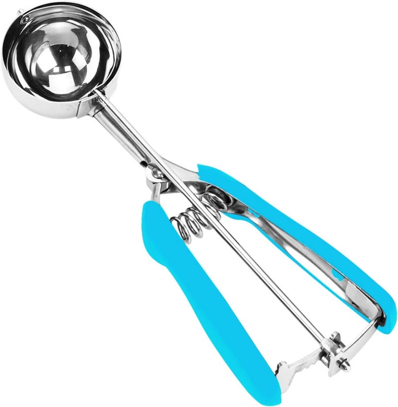 LLESCA Ice Cream Scoop, Cookie Scoop, 3 Tbsp/ 45 ml/ 1.5 oz Cookie Scoops for Baking, 18/8 Stainless Steel Cookie Scooper for Baking, Ice Cream Scooper with Trigger Release, Cookie Dough Scoop (Blue) - Image 1