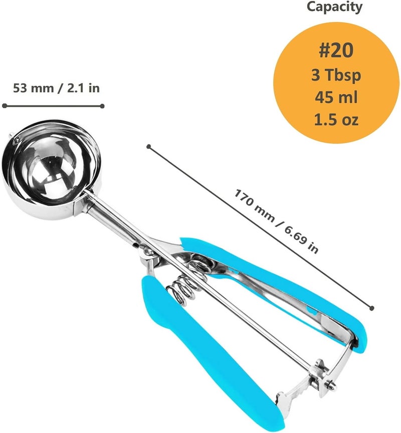 LLESCA Ice Cream Scoop, Cookie Scoop, 3 Tbsp/ 45 ml/ 1.5 oz Cookie Scoops for Baking, 18/8 Stainless Steel Cookie Scooper for Baking, Ice Cream Scooper with Trigger Release, Cookie Dough Scoop (Blue) - Image 5