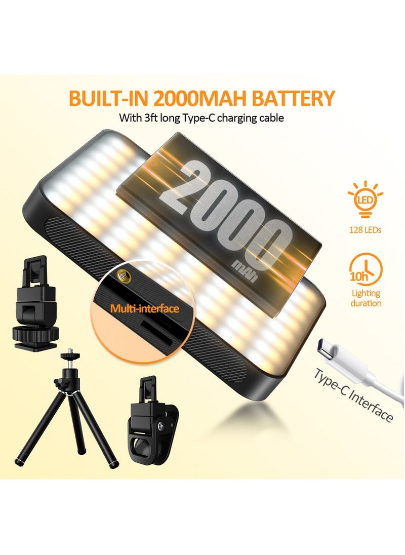 Generic - Magnetic fill light 128 LED with magnetic ring  Phone clip  Camera cold boot 2000Mah Lumen 240lm Selfie Light 3 Colors Adjustable, 3000 to 6500K Color Temperature - Image 1