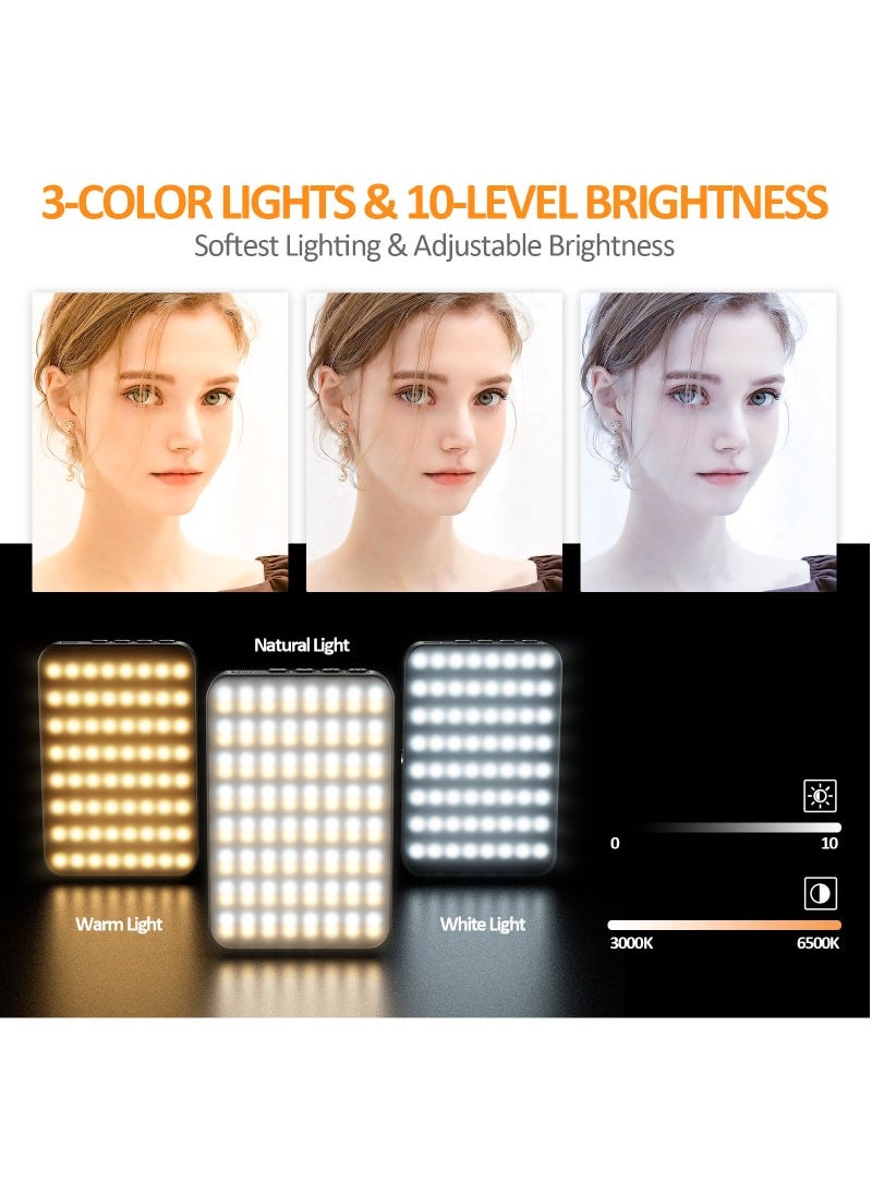 Generic - Magnetic fill light 128 LED with magnetic ring  Phone clip  Camera cold boot 2000Mah Lumen 240lm Selfie Light 3 Colors Adjustable, 3000 to 6500K Color Temperature - Image 1