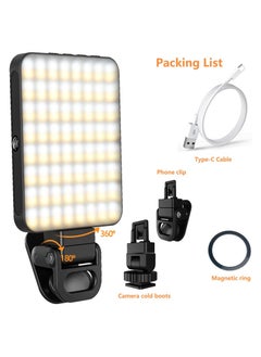 Magnetic fill light 128 LED with magnetic ring  Phone clip  Camera cold boot 2000Mah Lumen 240lm Selfie Light 3 Colors Adjustable, 3000 to 6500K Color Temperature