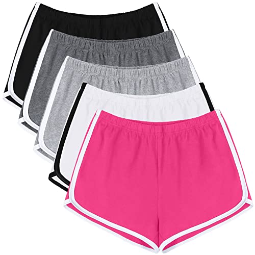 URATOT 5 Pack Shorts for Women Summer Casual Lounge Short Comfy Cotton Dolphin Shorts Athletic Gym Yoga Running Short Pants - Image 1