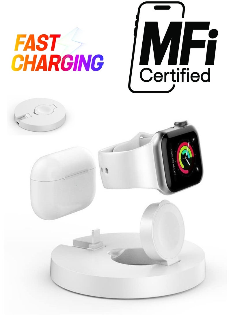 Excefore Wireless Charger, 2023 New for Apple Watch Charger 2 in 1 Wireless Charging Station Magntic Charging Stand  Durable TPU Design Compatible for iWatch Series  - Image 1
