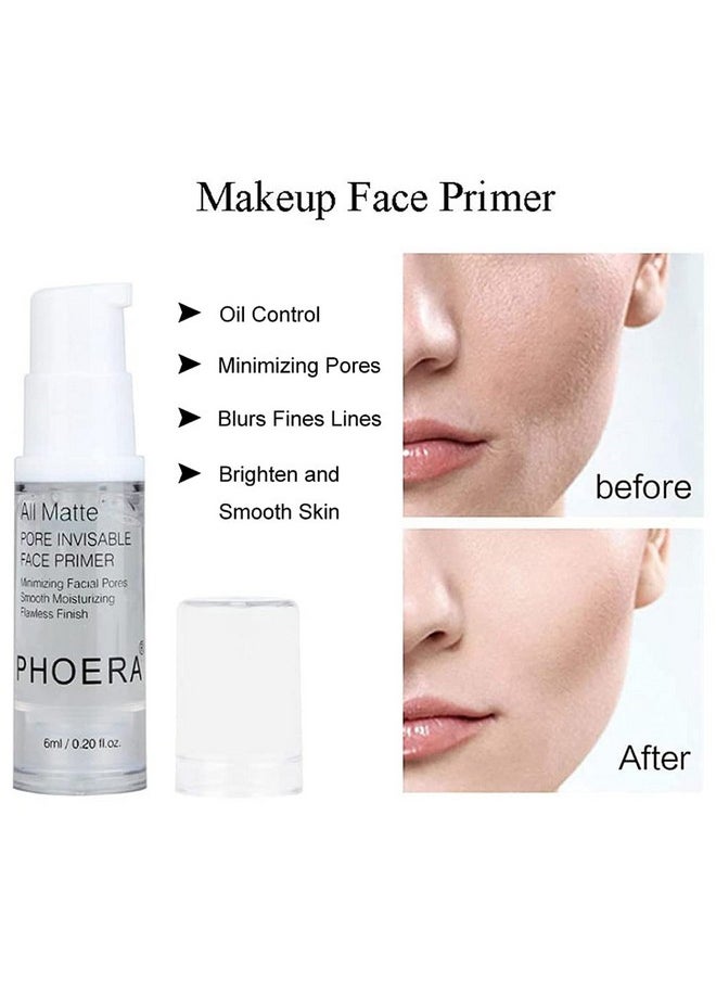 Hilareco - Phoera Foundation 104 And 105 & Face Primer,Liquid Full Coverage Foundation Set,Foundation Brush Powder Brush,5 Makeup Sponge,30Ml Phoera 24Hr Matte Oil Control Concealer (104 Buff Beige + 105 Sand) - Image 1