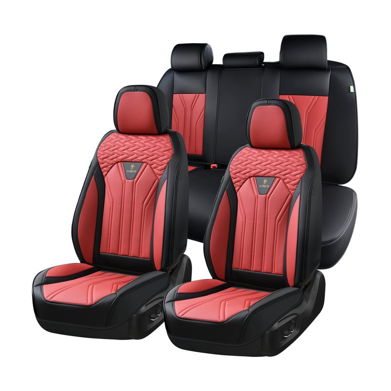 FLORICH Leather Seat Covers Car Seat Covers Full Set Car Seat Protectors 5 Seats Automotive Seat Covers Driver Seat Covers Fit for Most Cars Trucks SUVBlackBurgundy