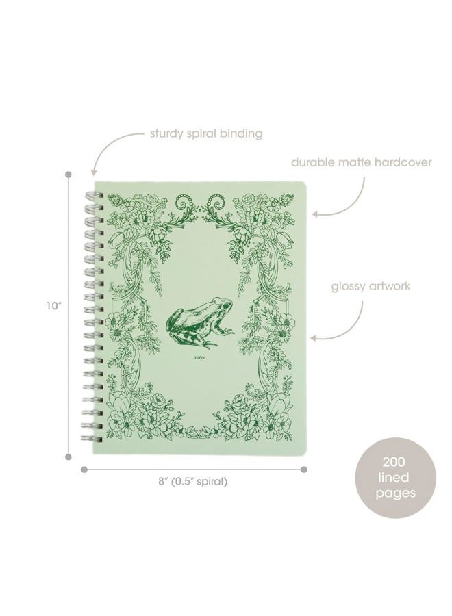 pearhead Frog Toile Hardcover Spiral Notebook – 8x10 Stylish College-Ruled Journal, 200 Lined Pages for Writing, School & Work - Image 2