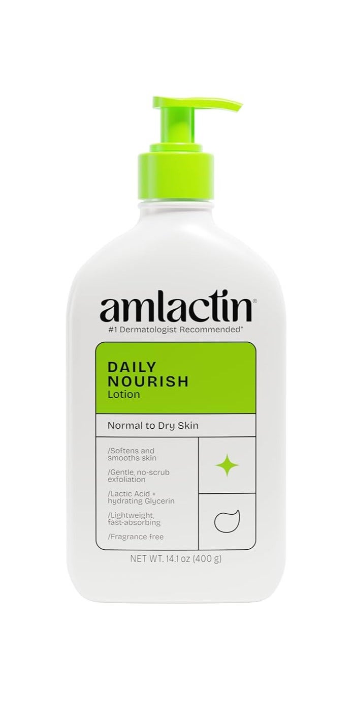 AmLactin Daily Moisturizing Body Lotion, 400GM Ounce (Pack of 1) Bottle with Pump, Paraben Free