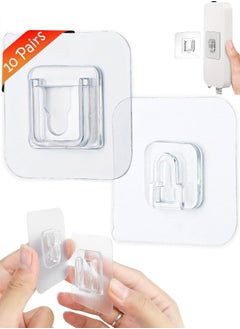 Generic 10 Pair Double Sided Adhesive Wall Hooks, Clear Self Adhesive Hooks, Waterproof Sticky Hooks Heavy Duty Wall Hangers Without Nails Removable for Kitchen, Bathroom, Office  - Image 1