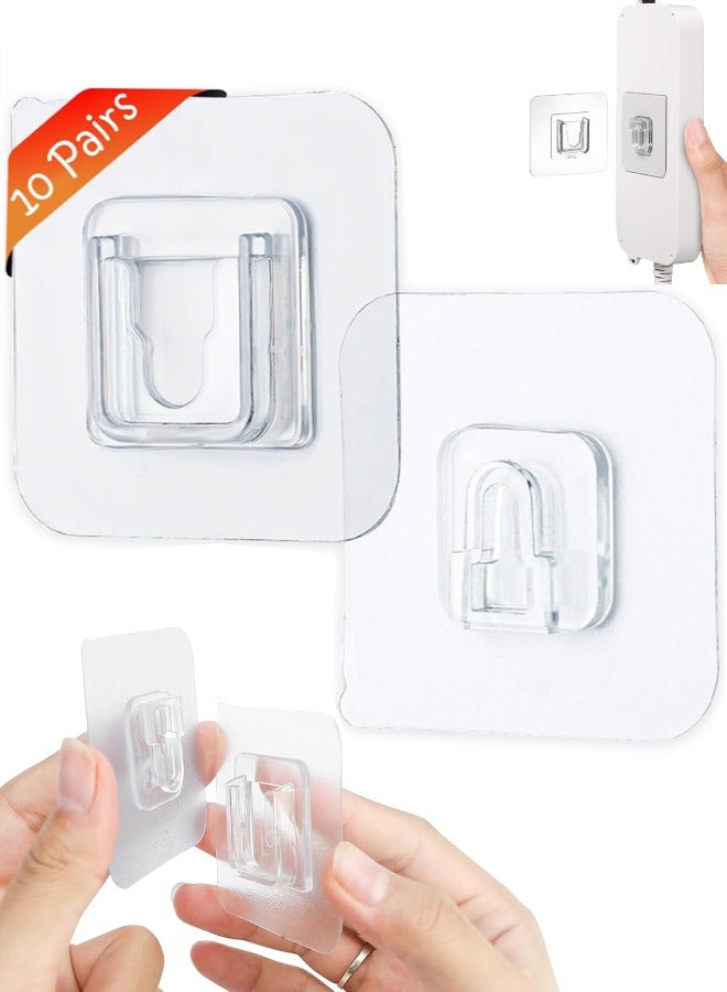 10 Pair Double Sided Adhesive Wall Hooks, Clear Self Adhesive Hooks, Waterproof Sticky Hooks Heavy Duty Wall Hangers Without Nails Removable for Kitchen, Bathroom, Office  - Image 1