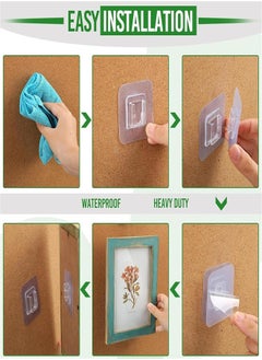 Generic 10 Pair Double Sided Adhesive Wall Hooks, Clear Self Adhesive Hooks, Waterproof Sticky Hooks Heavy Duty Wall Hangers Without Nails Removable for Kitchen, Bathroom, Office  - Image 4