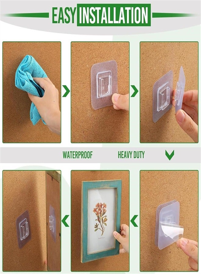 10 Pair Double Sided Adhesive Wall Hooks, Clear Self Adhesive Hooks, Waterproof Sticky Hooks Heavy Duty Wall Hangers Without Nails Removable for Kitchen, Bathroom, Office  - Image 4