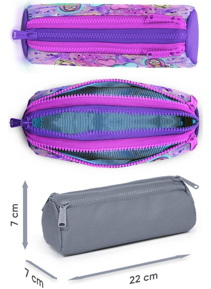 CORAL HIGH Pink Purple Fashion Girl Patterned Girl Thermal Insulated Lunch Bag and Pencil Case Set  - Image 3
