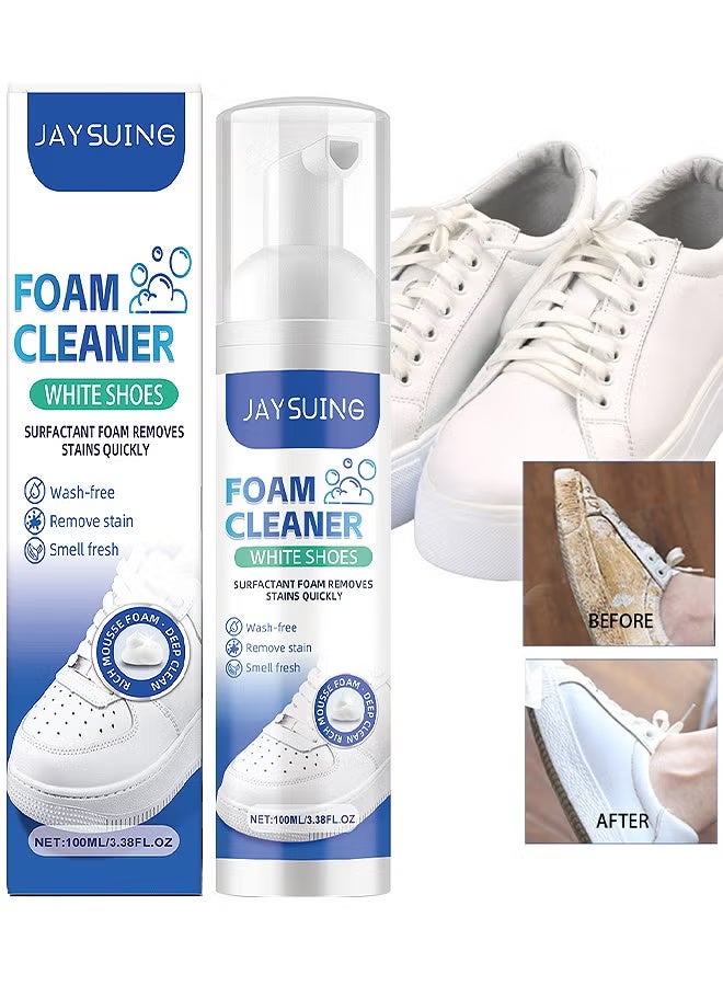 Jaysuing Shoe Foam Cleaner, Foam Shoe Cleaner, Shoe Cleaner, Sneaker Stain Removal, Multi-Purpose Cleaning Sneakers, Sneaker Cleaning Spray Foam, Surfactant Foam Removes Stains Quickly, 100ml - Image 1