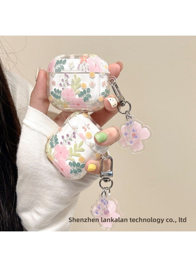 Loquat High Transparent Pink Floral Bluetooth Earphone Protective Case Compatible With Airpods 1/2 3 Pro Pro2 Soft TPU Shell Injection Molding-Model:AirPods4 - Image 3