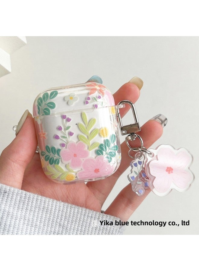 Loquat High Transparent Pink Floral Bluetooth Earphone Protective Case Compatible With Airpods 1/2 3 Pro Pro2 Soft TPU Shell Injection Molding-Model:AirPods4 - Image 2