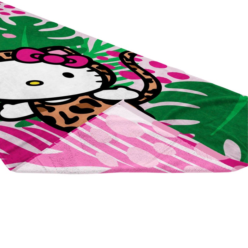 Jay Franco Hello Kitty Bath Pool Beach Towel - Tropical Super Soft & Absorbent 100% Cotton Towel, Measures 28 x 58 - Image 5