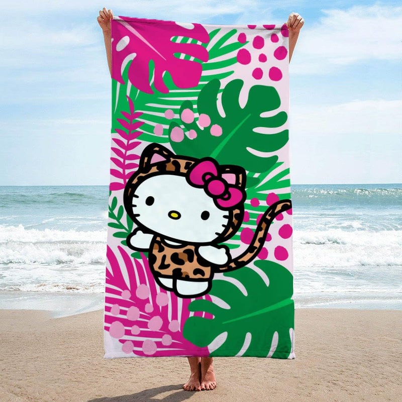 Jay Franco Hello Kitty Bath Pool Beach Towel - Tropical Super Soft & Absorbent 100% Cotton Towel, Measures 28 x 58 - Image 2
